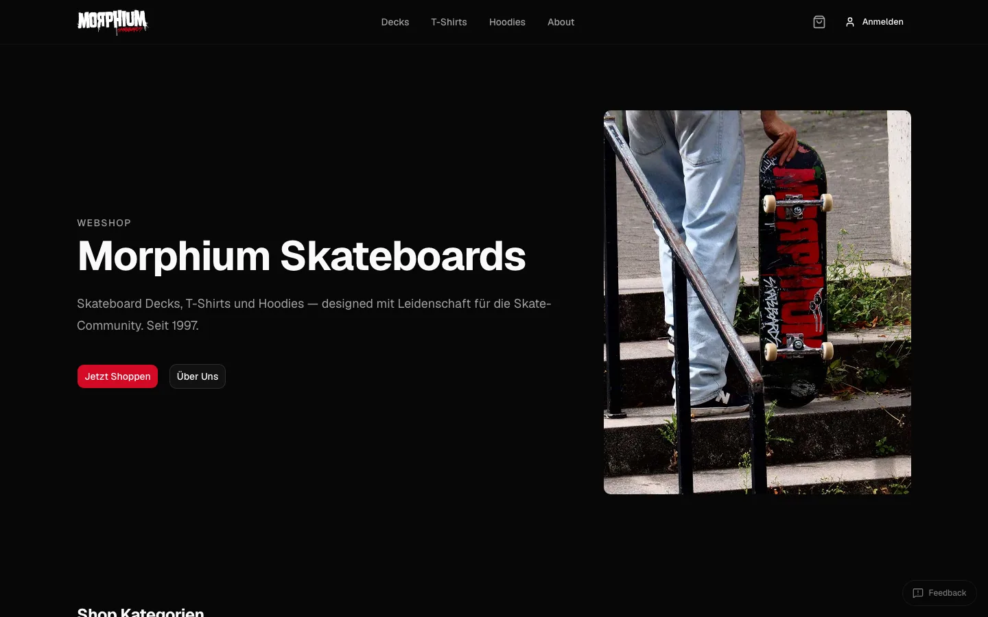 Morphium Skateboards – Desktop-Ansicht