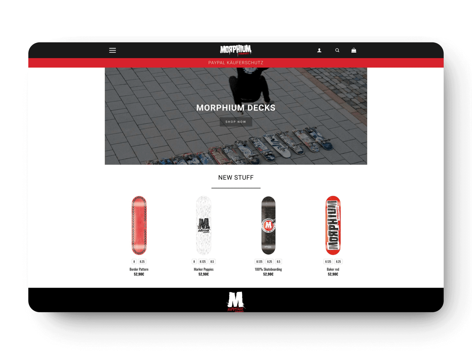 Morphium Skateboards Shop Website Screenshot