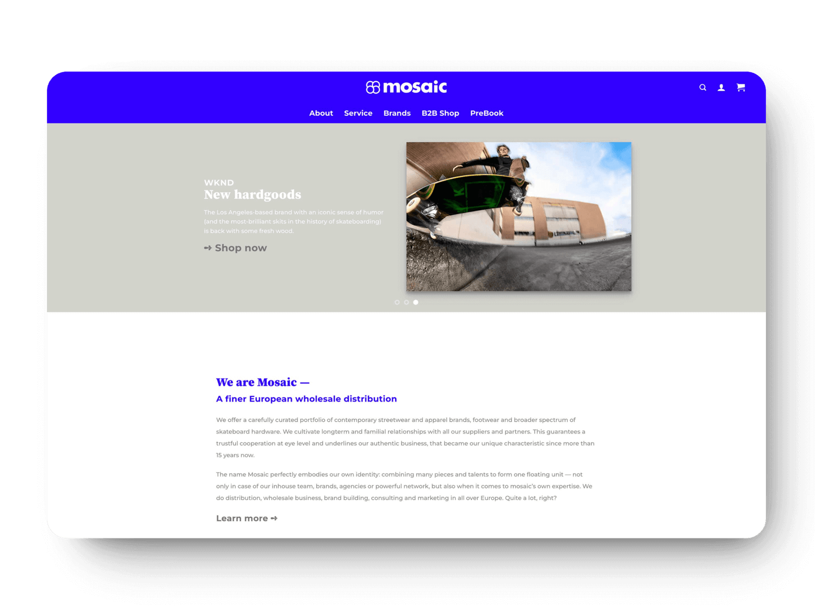 Mosaic Distribution Website Screenshot